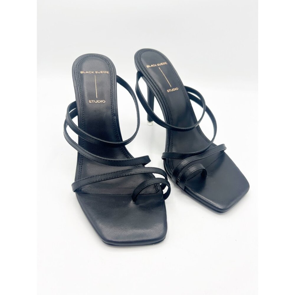 Revolve Black Suede Studio Strappy Heels 37 NEW!!!!